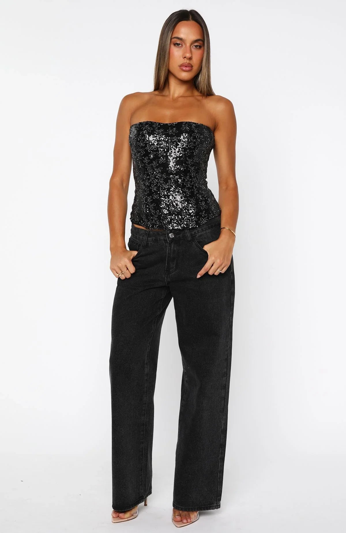 Paint The Sky Strapless Bustier Black
